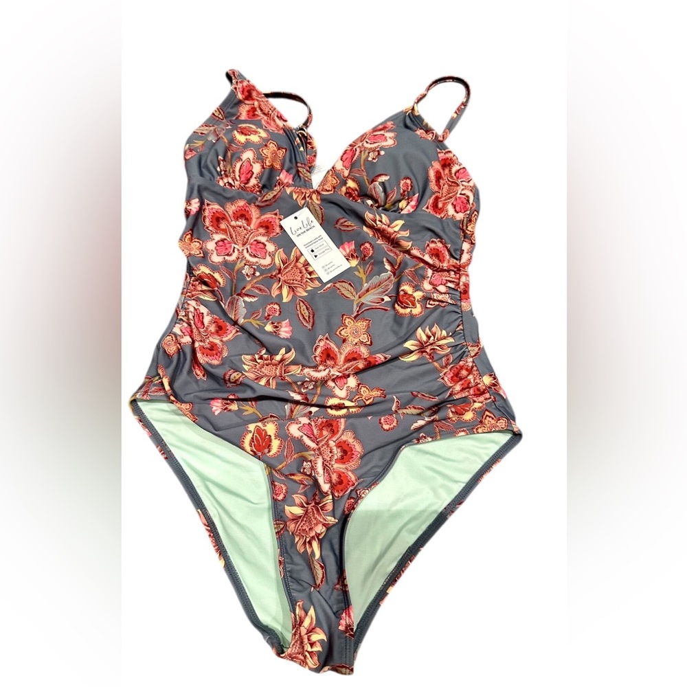 Cupshe Boho V-Neck Ruched One-Piece Bathing Suit Floral Size Medium NWT
